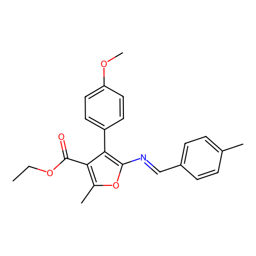 4-(4-Meo-PH)-2-ME-5-((4-ME-benzylidene)-amino)-furan-3-carboxylic acid ET ester structure