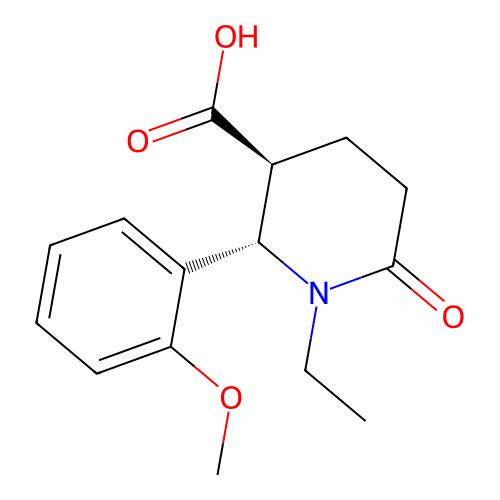 (2S,3S)-1-ethyl-2-(2-methoxyphenyl)-6-oxopiperidine-3-carboxylic acid structure