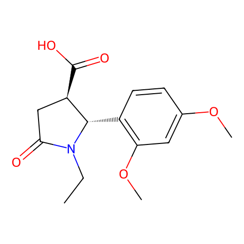 (2R,3R)-2-(2,4-dimethoxyphenyl)-1-ethyl-5-oxopyrrolidine-3-carboxylic acid structure