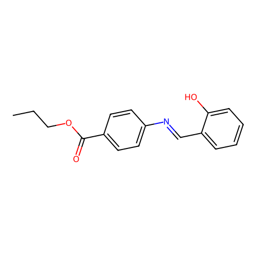 Benzoic acid, 4-[[(2-hydroxyphenyl)methylene]amino]-, propyl ester structure