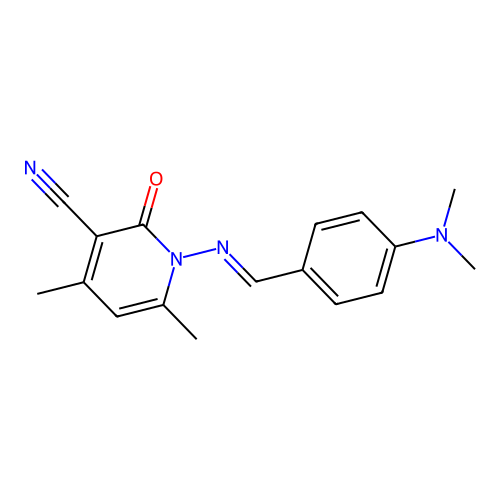1-{[4-(dimethylamino)benzylidene]amino}-4,6-dimethyl-2-oxo-1,2-dihydro-3-pyridinecarbonitrile structure