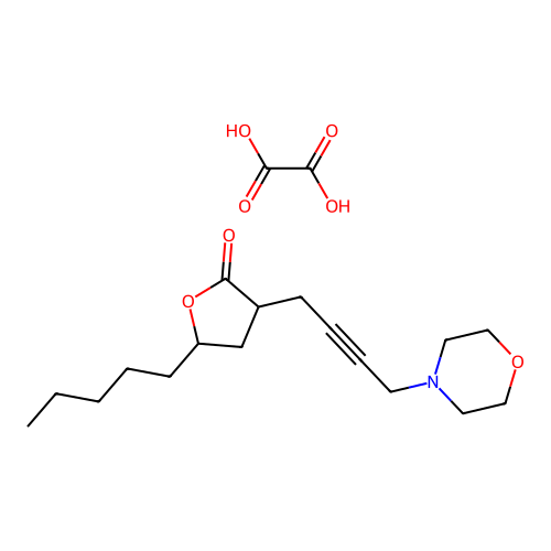 3-(4-morpholinobut-2-yn-1-yl)-5-pentyldihydrofuran-2(3H)-one oxalate structure