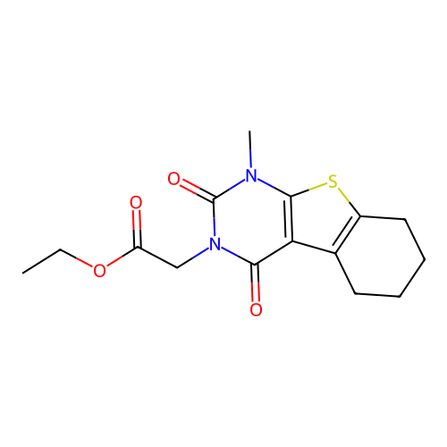 ethyl 2-(1-methyl-2,4-dioxo-1,2,5,6,7,8-hexahydrobenzo[4,5]thieno[2,3-d]pyrimidin-3(4H)-yl)acetate structure