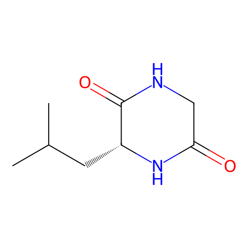 (3R)-3-(2-methylpropyl)piperazine-2,5-dione structure