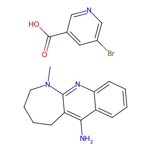 1-methyl-2,3,4,5-tetrahydro-1H-azepino[2,3-b]quinolin-6-amine 5-bromonicotinate structure