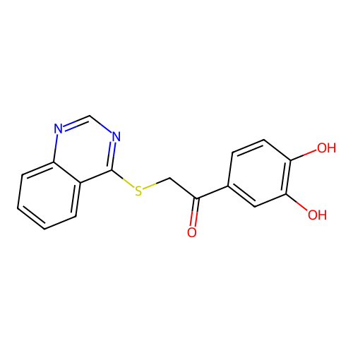 1-(3,4-Dihydroxyphenyl)-2-(quinazolin-4-ylsulfanyl)ethanone structure