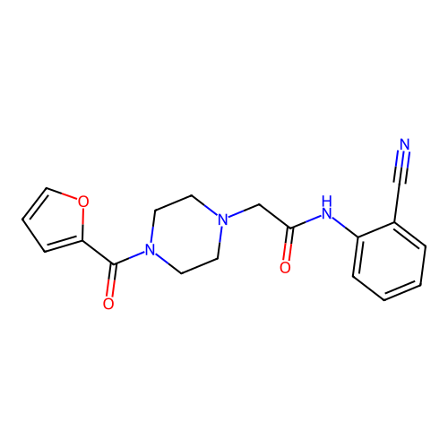 N-(2-cyanophenyl)-2-[4-(furan-2-carbonyl)piperazin-1-yl]acetamide structure