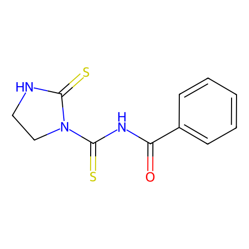 1-(N-benzoylthiocarbamoyl)-2-imidazolidinethione structure