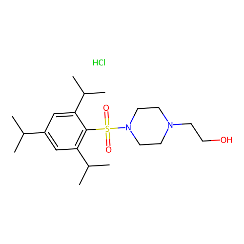 2-(4-((2,4,6-Triisopropylphenyl)sulfonyl)piperazin-1-yl)ethanol hydrochloride structure