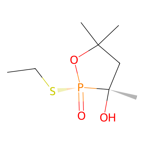 1,2-Oxaphospholan-3-ol, 2-(ethylthio)-3,5,5-trimethyl-, 2-oxide, cis- structure