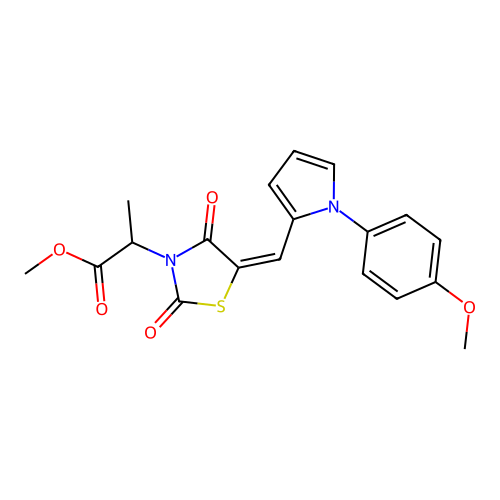 methyl 2-[(5E)-5-[[1-(4-methoxyphenyl)pyrrol-2-yl]methylidene]-2,4-dioxo-1,3-thiazolidin-3-yl]propanoate structure