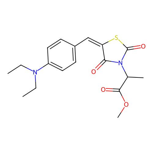 methyl 2-{(5E)-5-[4-(diethylamino)benzylidene]-2,4-dioxo-1,3-thiazolidin-3-yl}propanoate structure