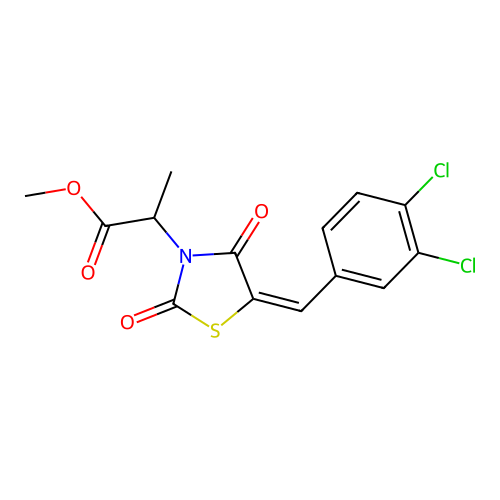 methyl 2-[(5E)-5-(3,4-dichlorobenzylidene)-2,4-dioxo-1,3-thiazolidin-3-yl]propanoate structure