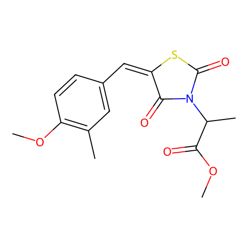 methyl 2-[(5E)-5-(4-methoxy-3-methylbenzylidene)-2,4-dioxo-1,3-thiazolidin-3-yl]propanoate structure
