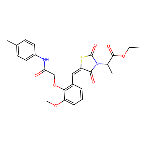 ethyl 2-[(5E)-5-(3-methoxy-2-{2-[(4-methylphenyl)amino]-2-oxoethoxy}benzylidene)-2,4-dioxo-1,3-thiazolidin-3-yl]propanoate structure