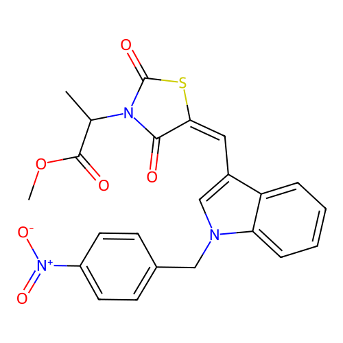 methyl 2-[(5E)-5-{[1-(4-nitrobenzyl)-1H-indol-3-yl]methylidene}-2,4-dioxo-1,3-thiazolidin-3-yl]propanoate structure