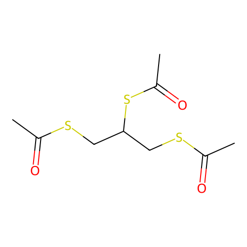 S-[2,3-bis(acetylsulfanyl)propyl] ethanethioate structure
