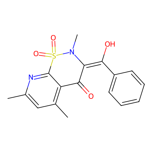 (4-Hydroxy-2,5,7-trimethyl-2H-pyrido(3,2-e)-1,2-thiazin-3-yl)phenylmethanone S,S-dioxide structure