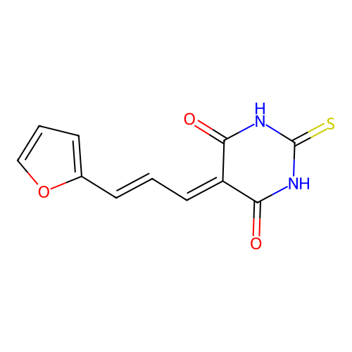 5-[3-(2-furyl)-2-propenylidene]-2-thioxodihydro-4,6(1H,5H)-pyrimidinedione structure