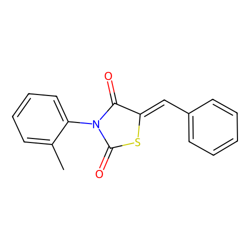 (5Z)-3-(2-Methylphenyl)-5-(phenylmethylidene)-1,3-thiazolidine-2,4-dione structure