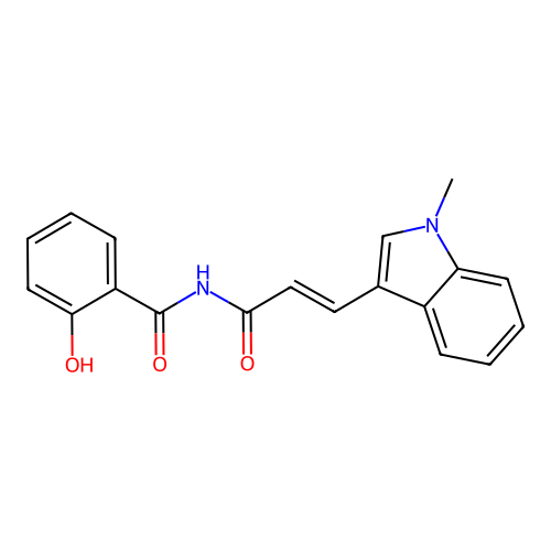 2-hydroxy-N-[(2E)-3-(1-methyl-1H-indol-3-yl)prop-2-enoyl]benzamide structure