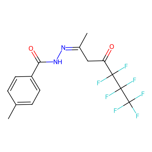 N'-(4,4,5,5,6,6,6-heptafluoro-1-methyl-3-oxohexylidene)-4-methylbenzohydrazide structure