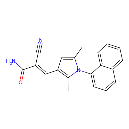 (E)-2-cyano-3-(2,5-dimethyl-1-naphthalen-1-ylpyrrol-3-yl)prop-2-enamide structure