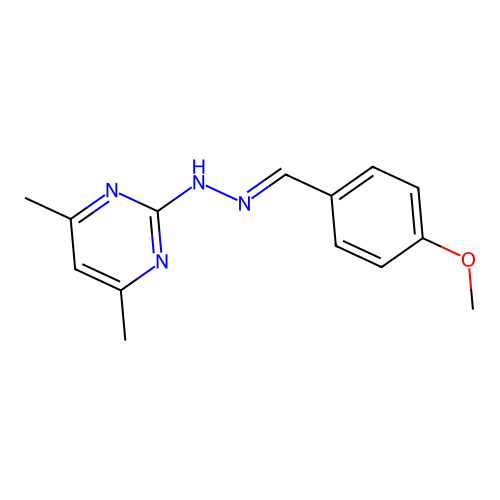 2-[(2E)-2-(4-methoxybenzylidene)hydrazinyl]-4,6-dimethylpyrimidine structure