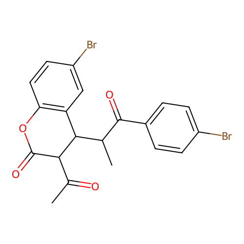 3-Acetyl-6-bromo-4-(1-(4-bromophenyl)-1-oxopropan-2-yl)chroman-2-one structure