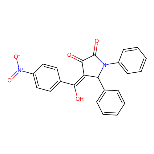 (4E)-4-[hydroxy(4-nitrophenyl)methylidene]-1,5-diphenylpyrrolidine-2,3-dione structure