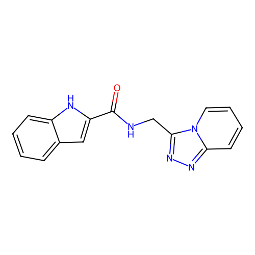 N-([1,2,4]triazolo[4,3-a]pyridin-3-ylmethyl)-1H-indole-2-carboxamide structure