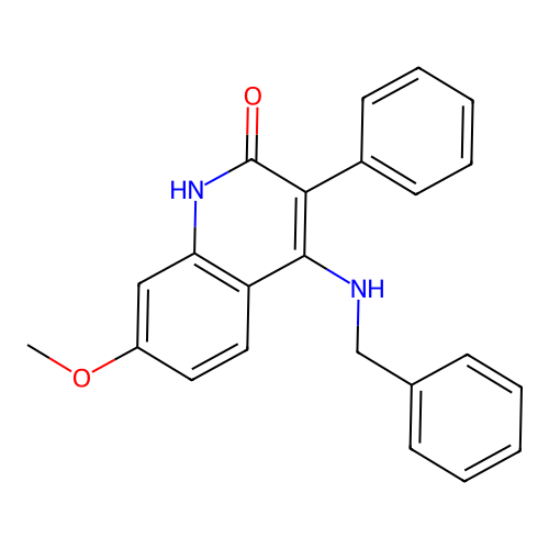 4-(benzylamino)-7-methoxy-3-phenyl-1H-quinolin-2-one structure