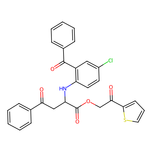 2-oxo-2-(thiophen-2-yl)ethyl 2-{[4-chloro-2-(phenylcarbonyl)phenyl]amino}-4-oxo-4-phenylbutanoate structure