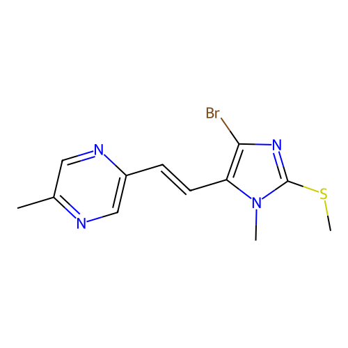 2-((E)-2-(5-Bromo-3-methyl-2-methylthioimidazol-4-yl)ethenyl)-5-methylpyrazine structure