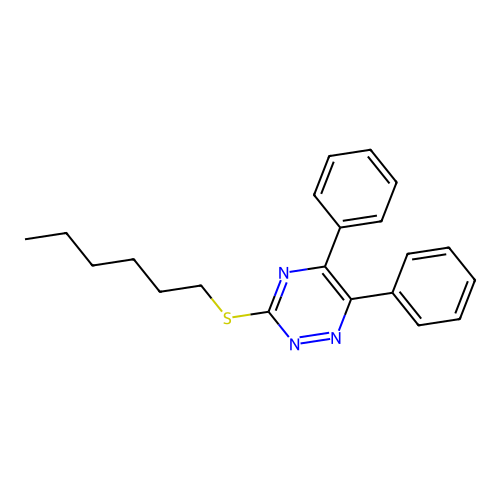 3-Hexylsulfanyl-5,6-diphenyl-1,2,4-triazine structure