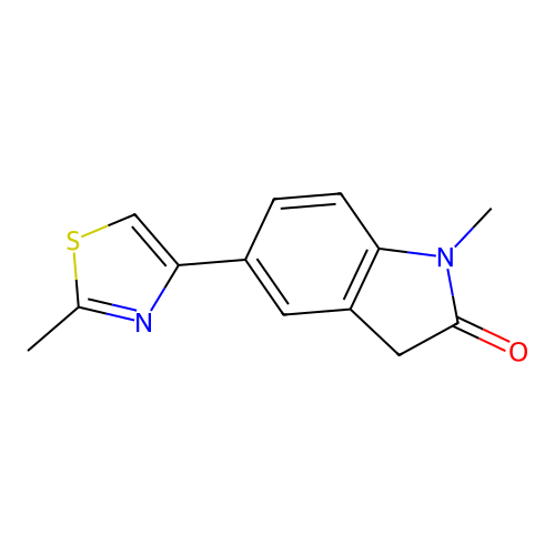 1-Methyl-5-(2-Methyl-1,3-Thiazol-4-Yl)-1,3-Dihydro-2h-Indol-2-One structure