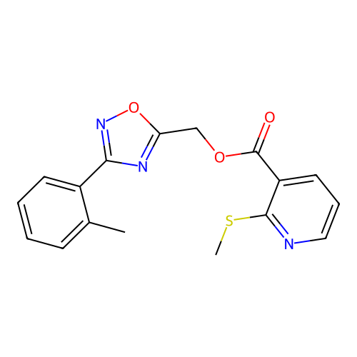 [3-(2-methylphenyl)-1,2,4-oxadiazol-5-yl]methyl 2-(methylsulfanyl)pyridine-3-carboxylate structure
