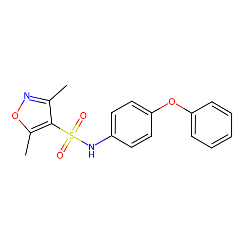 3,5-dimethyl-N-(4-phenoxyphenyl)-1,2-oxazole-4-sulfonamide structure