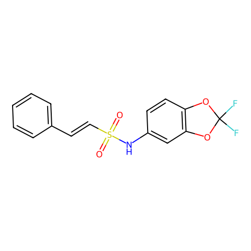 (E)-N-(2,2-difluoro-1,3-benzodioxol-5-yl)-2-phenylethenesulfonamide structure