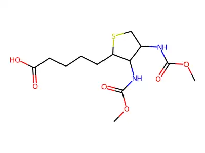 5-[3,4-Bis(methoxycarbonylamino)thiolan-2-yl]pentanoic acid structure