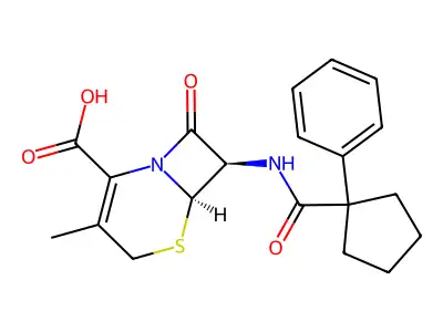 5-Thia-1-azabicyclo(4.2.0)oct-2-ene-2-carboxylic acid, 3-methyl-8-oxo- 7-(((1-phenylcyclopentyl)carbonyl)amino)-, (6R-trans)- structure