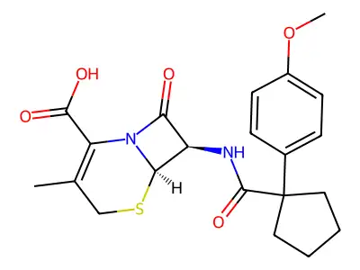 5-Thia-1-azabicyclo(4.2.0)oct-2-ene-2-carboxylic acid, 7-(((1-(4-methoxyphenyl)cyclopentyl)carbonyl)amino)-3-methyl-8-oxo-, (6R-trans)- structure