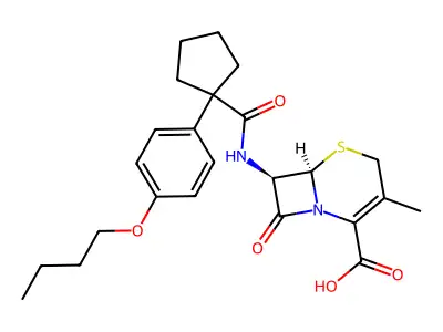5-Thia-1-azabicyclo(4.2.0)oct-2-ene-2-carboxylic acid, 7-(((1-(4-butoxyphenyl)cyclopentyl)carbonyl)amino)-3-methyl-8-oxo-, (6R-trans)- structure