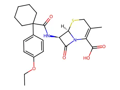 5-Thia-1-azabicyclo(4.2.0)oct-2-ene-2-carboxylic acid, 7-(((1-(4-ethoxyphenyl)cyclohexyl)carbonyl)amino)-3-methyl-8-oxo-, (6R-trans)- structure