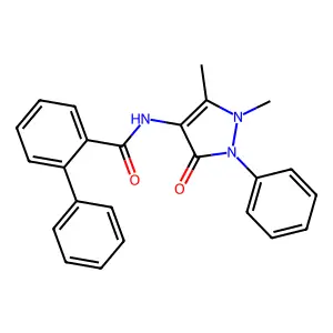 N-(1,5-dimethyl-3-oxo-2-phenylpyrazol-4-yl)-2-phenylbenzamide structure