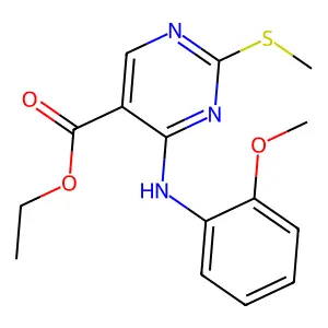 4-[(2-methoxyphenyl)amino]-2-(methylthio)-5-Pyrimidinecarboxylic acid ethyl ester structure