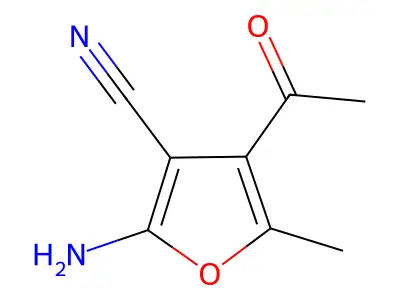 4-Acetyl-2-amino-5-methyl-3-furonitrile structure
