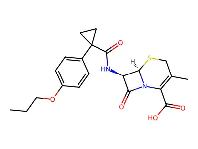 5-Thia-1-azabicyclo(4.2.0)oct-2-ene-2-carboxylic acid, 7-(((1-(4-propoxyphenyl)cyclopropyl)carbonyl)amino)-3-methyl-8-oxo-, (6R-trans)- structure