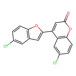 2H-1-Benzopyran-2-one, 6-chloro-4-(5-chloro-2-benzofuranyl)- structure