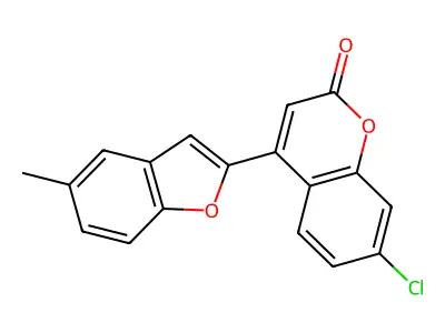 2H-1-Benzopyran-2-one, 7-chloro-4-(5-methyl-2-benzofuranyl)- structure